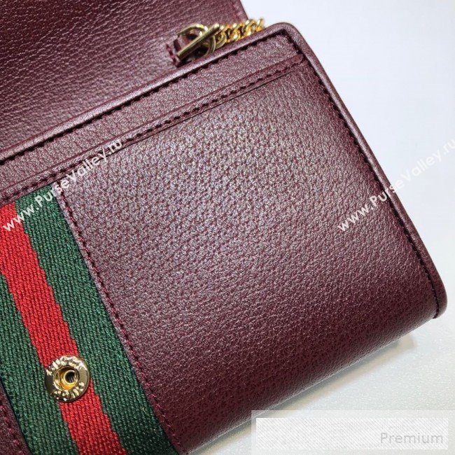 Gucci Ophidia Leather Chain Wallet 546592 Burgundy 2019 (MHJ-9053002)