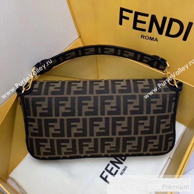 Fendi FF Fabric Medium Baguette Bag Brown/Black 2019 (AFEI-9053010)