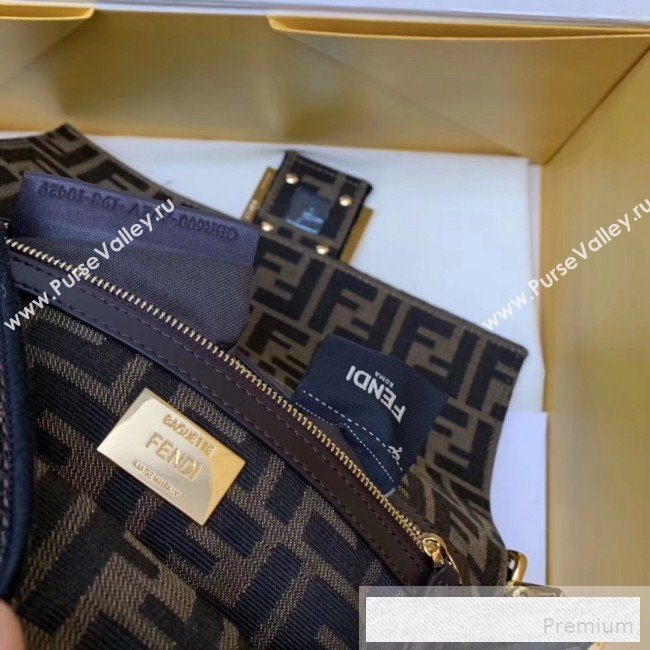 Fendi FF Fabric Medium Baguette Bag Brown/Black 2019 (AFEI-9053010)