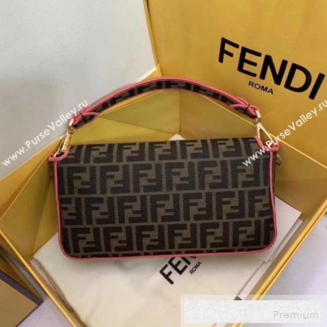 Fendi FF Fabric Medium Baguette Bag Brown/Pink 2019 (AFEI-9053011)