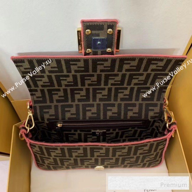 Fendi FF Fabric Medium Baguette Bag Brown/Pink 2019 (AFEI-9053011)