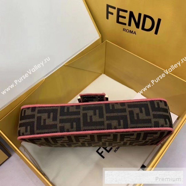 Fendi FF Fabric Medium Baguette Bag Brown/Pink 2019 (AFEI-9053011)