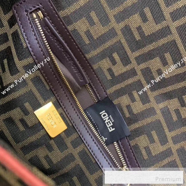 Fendi FF Fabric Medium Baguette Bag Brown/Pink 2019 (AFEI-9053011)