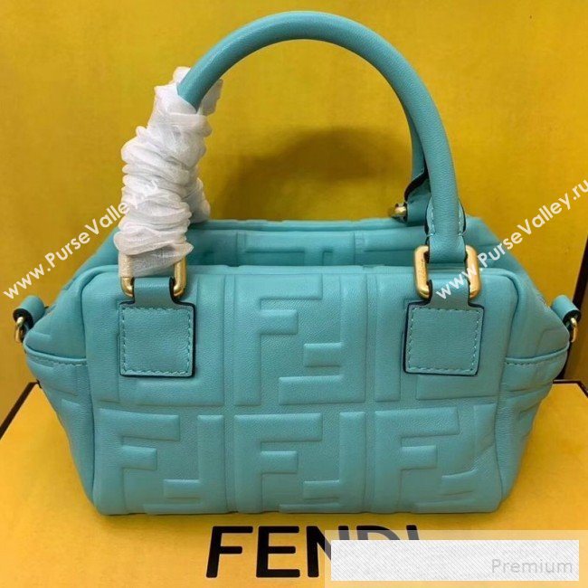 Fendi Lambskin FF Square-shaped Mini Boston Top Handle Bag Blue 2019 (AFEI-9053013)