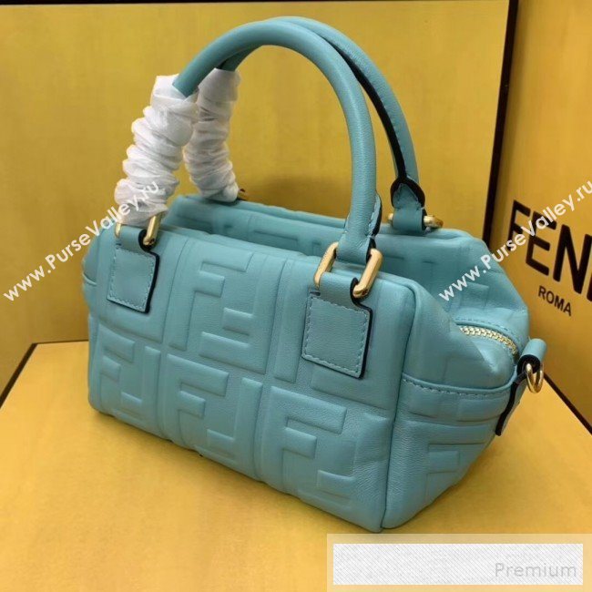 Fendi Lambskin FF Square-shaped Mini Boston Top Handle Bag Blue 2019 (AFEI-9053013)