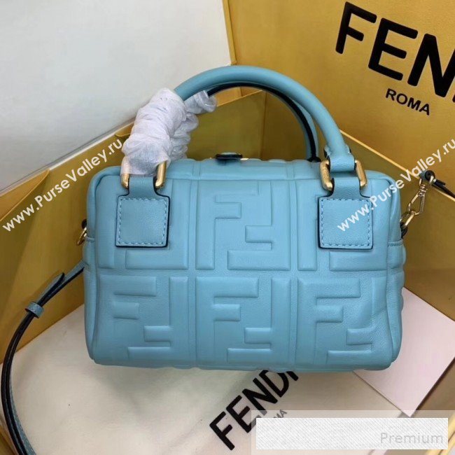 Fendi Lambskin FF Square-shaped Mini Boston Top Handle Bag Blue 2019 (AFEI-9053013)