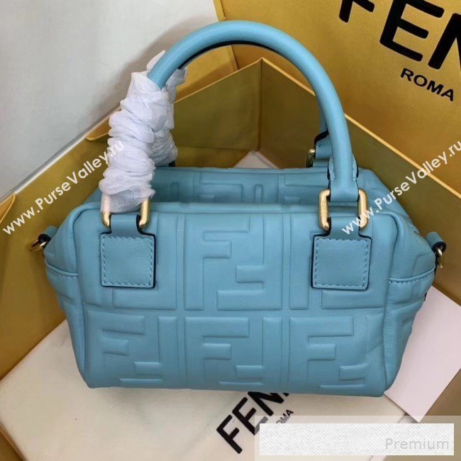 Fendi Lambskin FF Square-shaped Mini Boston Top Handle Bag Blue 2019 (AFEI-9053013)