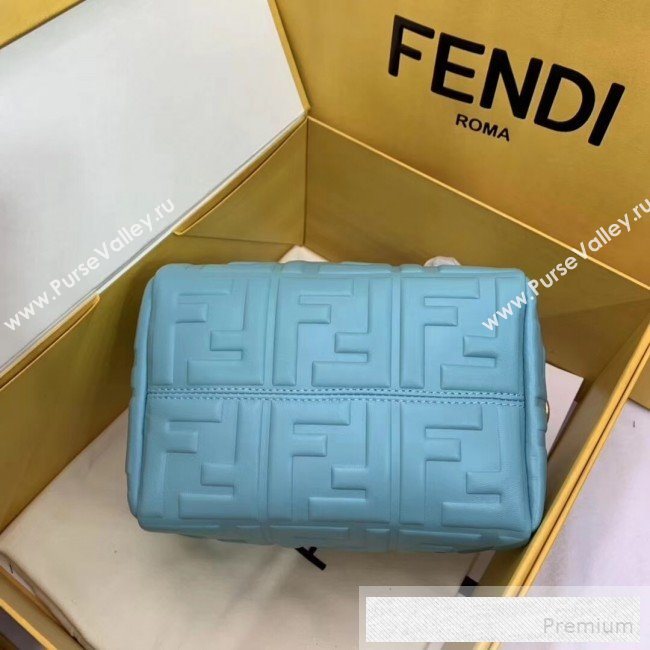 Fendi Lambskin FF Square-shaped Mini Boston Top Handle Bag Blue 2019 (AFEI-9053013)