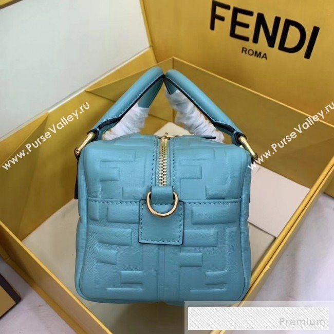 Fendi Lambskin FF Square-shaped Mini Boston Top Handle Bag Blue 2019 (AFEI-9053013)