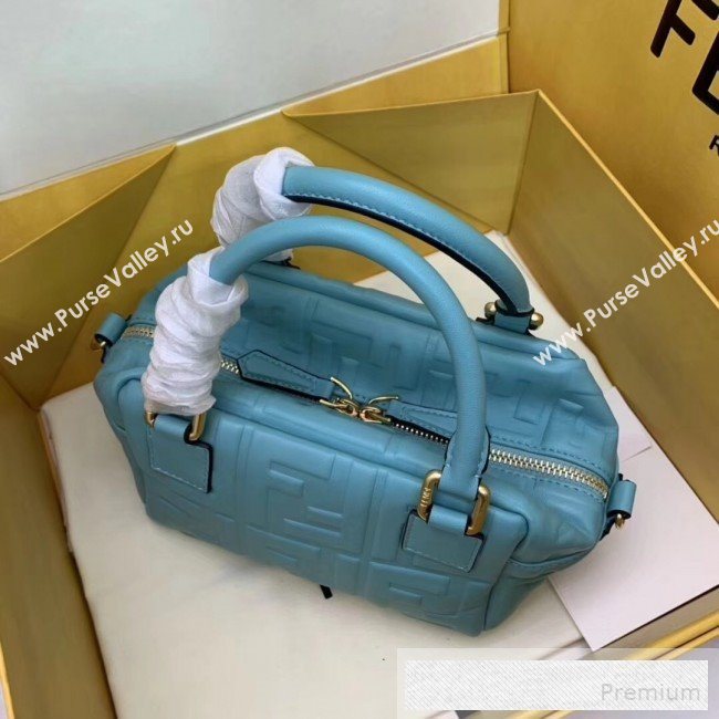 Fendi Lambskin FF Square-shaped Mini Boston Top Handle Bag Blue 2019 (AFEI-9053013)