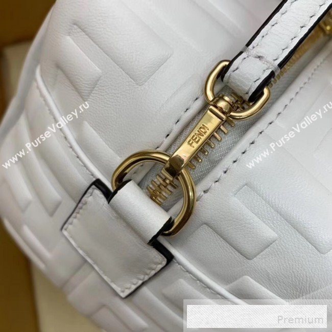 Fendi Lambskin FF Square-shaped Mini Boston Top Handle Bag White 2019 (AFEI-9053014)