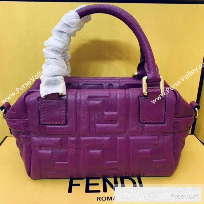Fendi Lambskin FF Square-shaped Mini Boston Top Handle Bag Purple 2019 (AFEI-9053015)