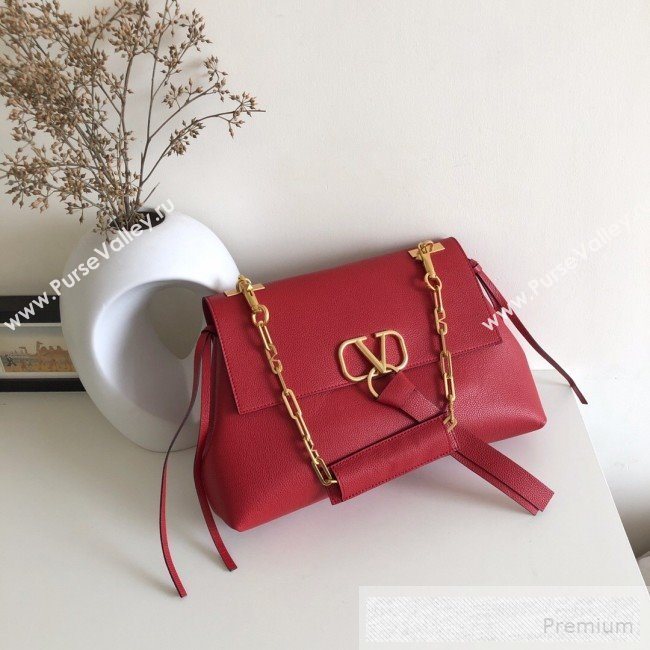 Valentino Medium VRing Grainy Calfskin Chain Shoulder Bag Red 2019 (JJ3-9053054)