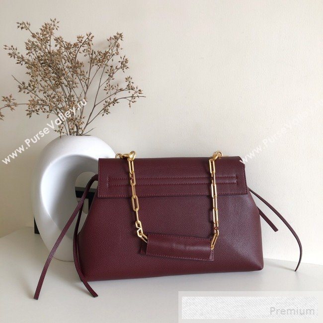 Valentino Medium VRing Grainy Calfskin Chain Shoulder Bag Burgundy 2019 (JJ3-9053055)