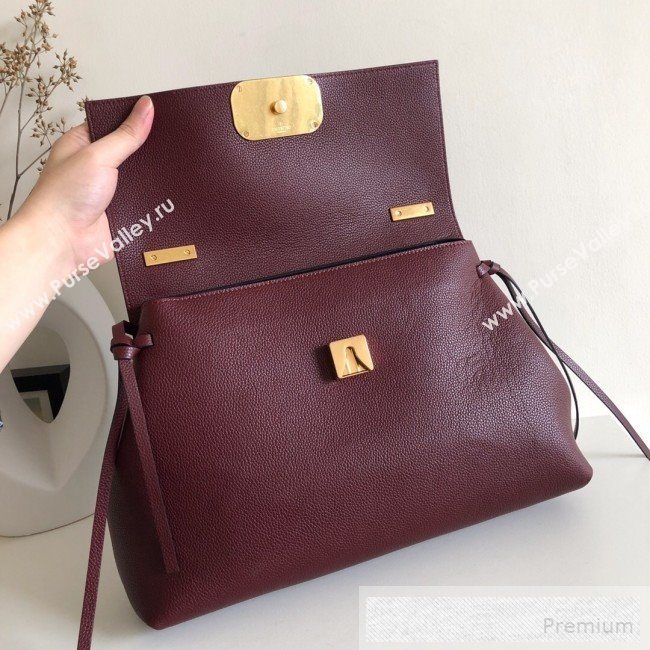 Valentino Medium VRing Grainy Calfskin Chain Shoulder Bag Burgundy 2019 (JJ3-9053055)