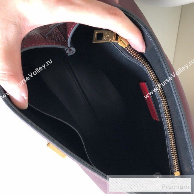 Valentino Medium VRing Grainy Calfskin Chain Shoulder Bag Burgundy 2019 (JJ3-9053055)