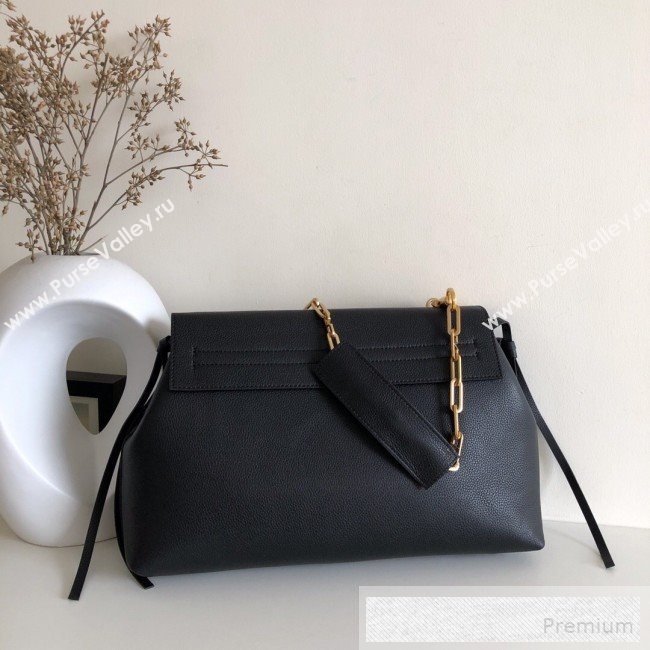 Valentino Medium VRing Grainy Calfskin Chain Shoulder Bag Black 2019 (JJ3-9053056)