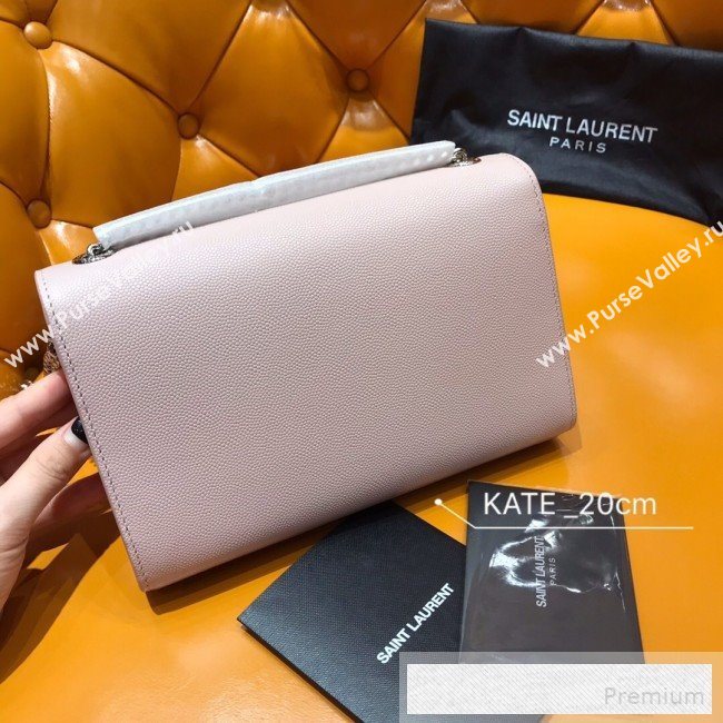 Saint Laurent Kate Small Chain and Tassel Bag in Textured Leather 474366 Pink 2019 (WMJ-9053122)