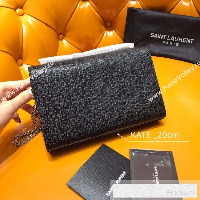 Saint Laurent Kate Small Chain and Tassel Bag in Textured Leather 474366 Black 2019 (WMJ-9053124)