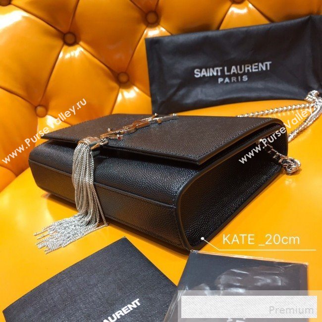 Saint Laurent Kate Small Chain and Tassel Bag in Textured Leather 474366 Black 2019 (WMJ-9053124)