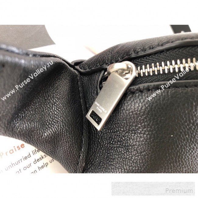 Saint Laurent Classic Monogram Belt Bag in Grain Leather 589959 Black/Silver 2019 (KTS-9053127)