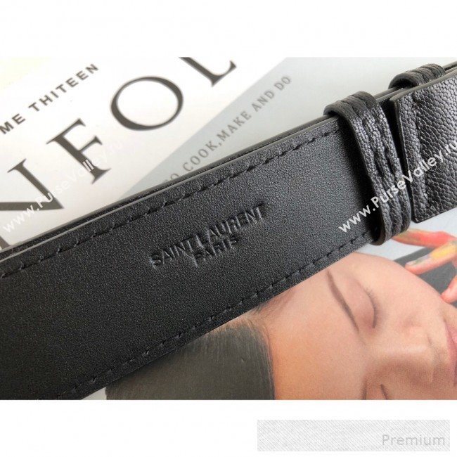 Saint Laurent Classic Monogram Belt Bag in Grain Leather 589959 Black/Silver 2019 (KTS-9053127)