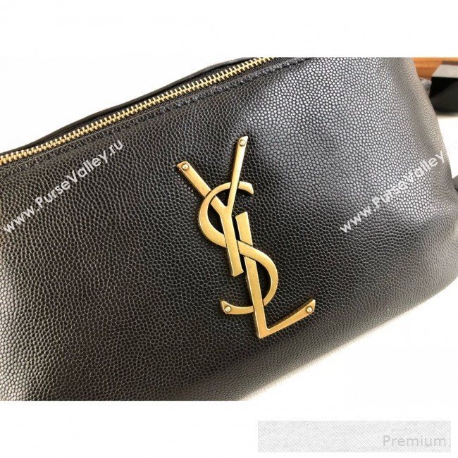 Saint Laurent Classic Monogram Belt Bag in Grain Leather 589959 Black/Gold 2019 (KTS-9053128)