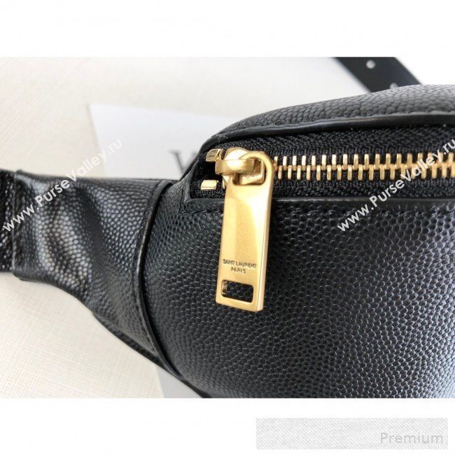 Saint Laurent Classic Monogram Belt Bag in Grain Leather 589959 Black/Gold 2019 (KTS-9053128)