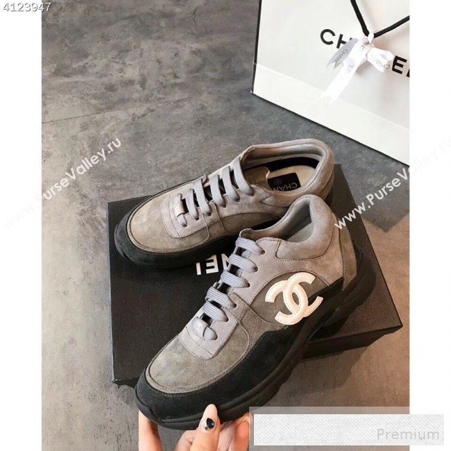 Chanel Suede Calfskin Sneakers G34360 Black/Grey 2019 (EM-9053153)