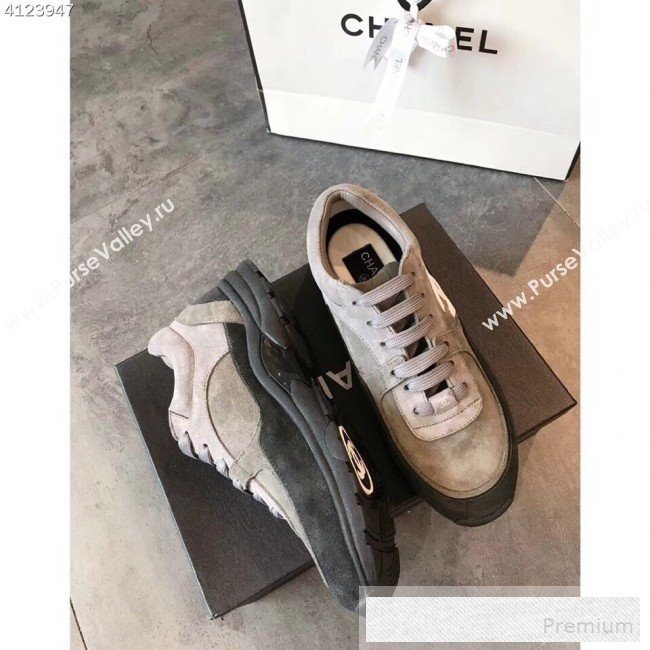 Chanel Suede Calfskin Sneakers G34360 Black/Grey 2019 (EM-9053153)