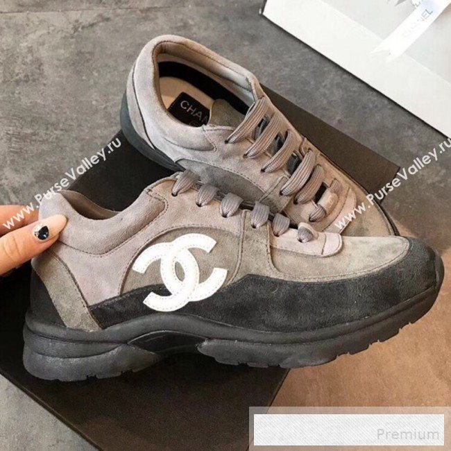 Chanel Suede Calfskin Sneakers G34360 Black/Grey 2019 (EM-9053153)