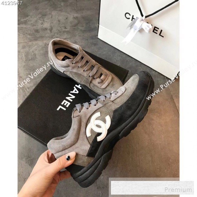 Chanel Suede Calfskin Sneakers G34360 Black/Grey 2019 (EM-9053153)