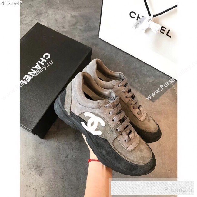 Chanel Suede Calfskin Sneakers G34360 Black/Grey 2019 (EM-9053153)