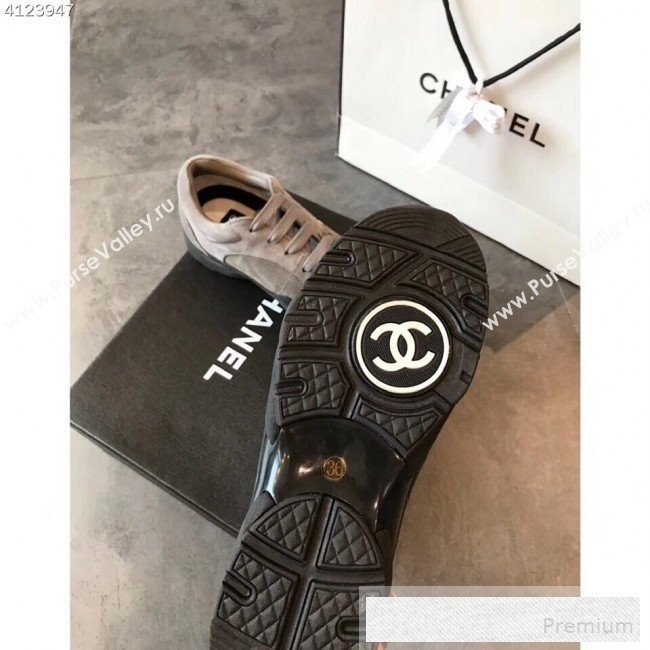 Chanel Suede Calfskin Sneakers G34360 Black/Grey 2019 (EM-9053153)