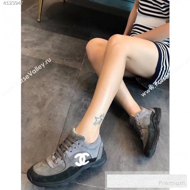 Chanel Suede Calfskin Sneakers G34360 Black/Grey 2019 (EM-9053153)