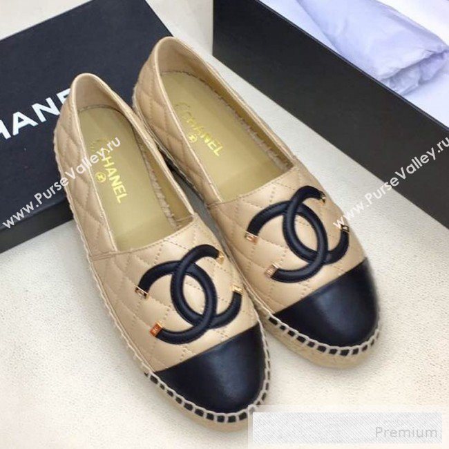 Chanel Quilted Leather CC Classic Espadrilles Beige 2019 (1050-9053175)