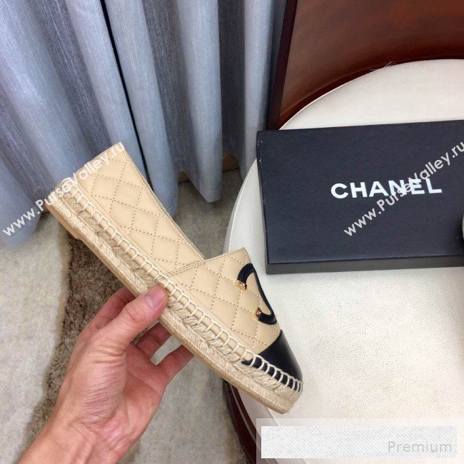 Chanel Quilted Leather CC Classic Espadrilles Beige 2019 (1050-9053175)