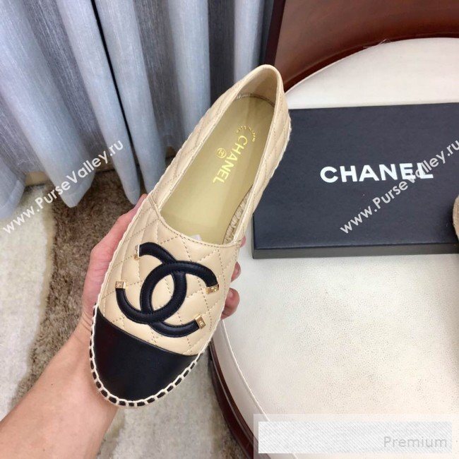 Chanel Quilted Leather CC Classic Espadrilles Beige 2019 (1050-9053175)