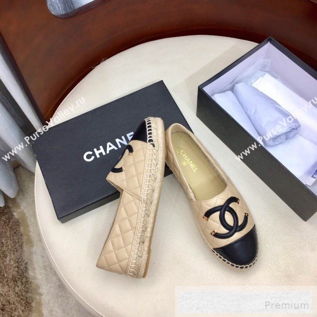 Chanel Quilted Leather CC Classic Espadrilles Beige 2019 (1050-9053175)