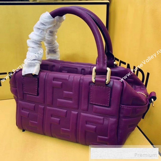 Fendi Lambskin FF Square-shaped Mini Boston Top Handle Bag Purple 2019 (AFEI-9053015)