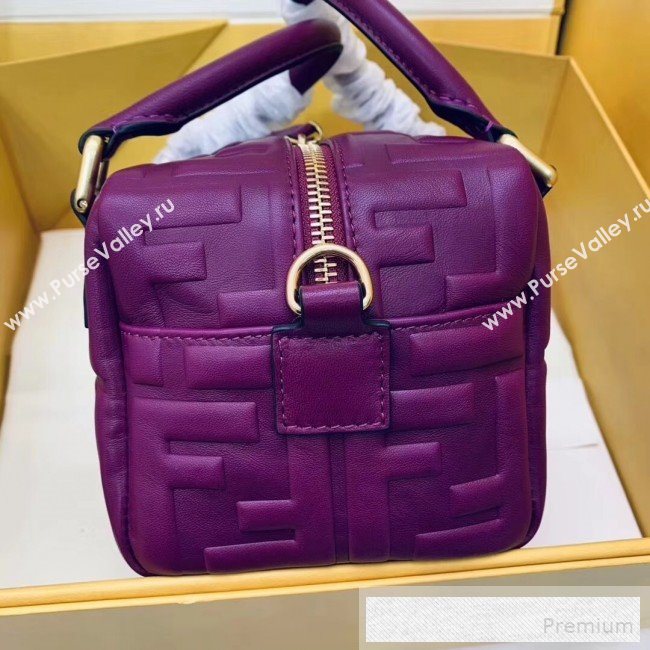 Fendi Lambskin FF Square-shaped Mini Boston Top Handle Bag Purple 2019 (AFEI-9053015)