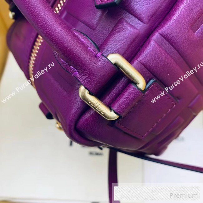 Fendi Lambskin FF Square-shaped Mini Boston Top Handle Bag Purple 2019 (AFEI-9053015)