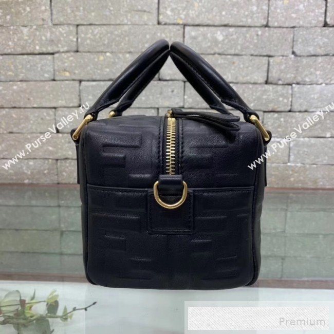 Fendi Lambskin FF Square-shaped Mini Boston Top Handle Bag Black 2019 (AFEI-9053016)