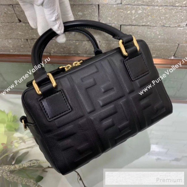 Fendi Lambskin FF Square-shaped Mini Boston Top Handle Bag Black 2019 (AFEI-9053016)