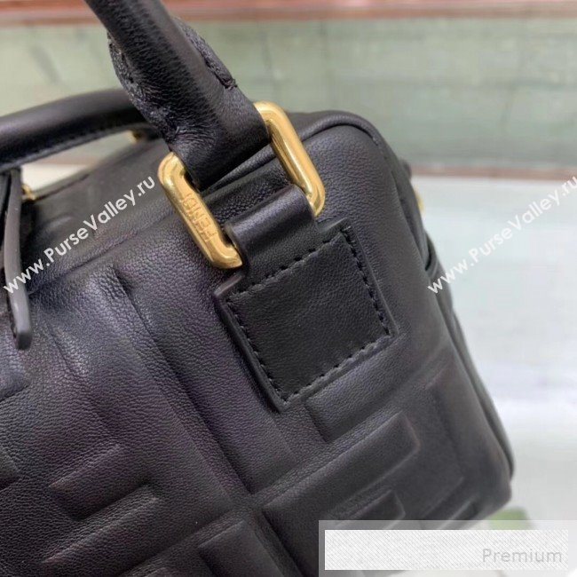 Fendi Lambskin FF Square-shaped Mini Boston Top Handle Bag Black 2019 (AFEI-9053016)