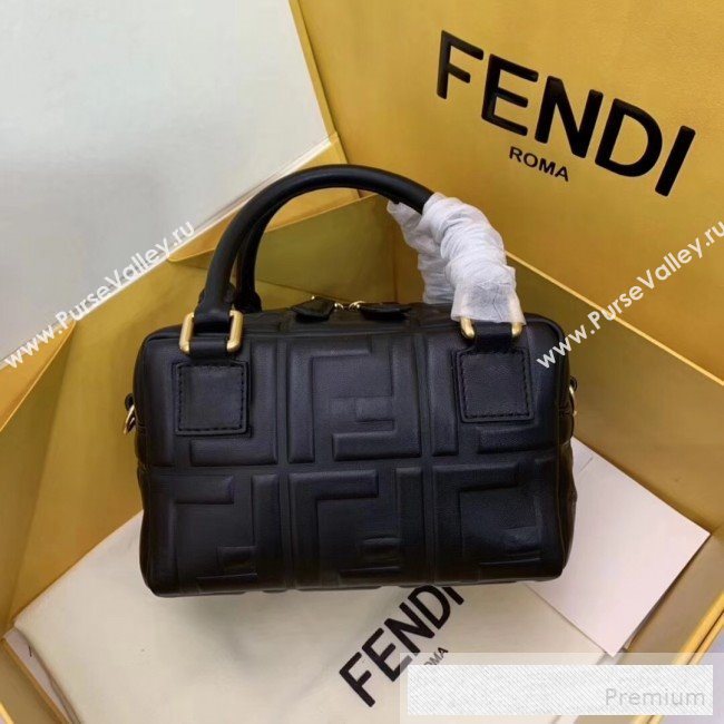 Fendi Lambskin FF Square-shaped Mini Boston Top Handle Bag Black 2019 (AFEI-9053016)