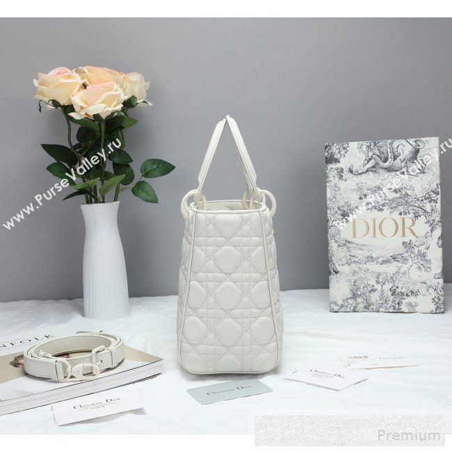 Dior Lady Dior Top Handle Bag in Ultra-Matte Cannage Calfskin White 2019 (BFS-9053023)
