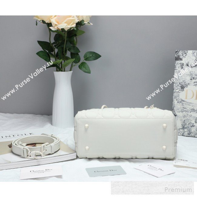 Dior Lady Dior Top Handle Bag in Ultra-Matte Cannage Calfskin White 2019 (BFS-9053023)