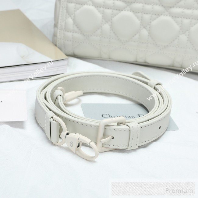 Dior Lady Dior Top Handle Bag in Ultra-Matte Cannage Calfskin White 2019 (BFS-9053023)
