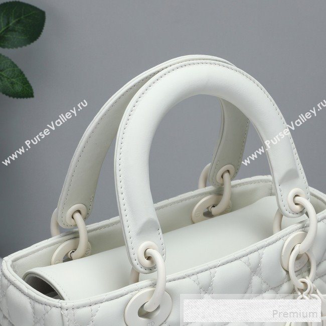 Dior Lady Dior Top Handle Bag in Ultra-Matte Cannage Calfskin White 2019 (BFS-9053023)